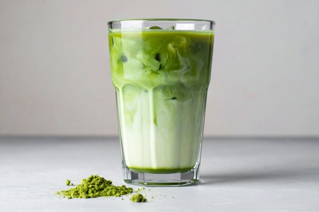 Matcha-Latte. grüner tee zum abnehmen.